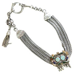 Victorian Antique Pocket Watch Ladies Chain Enamel Original from 1890's