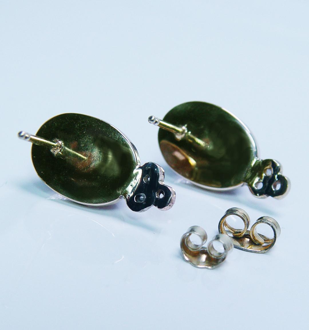 Victorian Antique Red Rutilated Quartz Rose cut Diamond Earrings 14K Gold For Sale 1