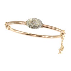 Victorian Antique Rose Cut Diamond and 18 Karat Rose Gold Bangle