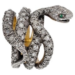 Anello antico vittoriano con diamante taglio rosa e serpente