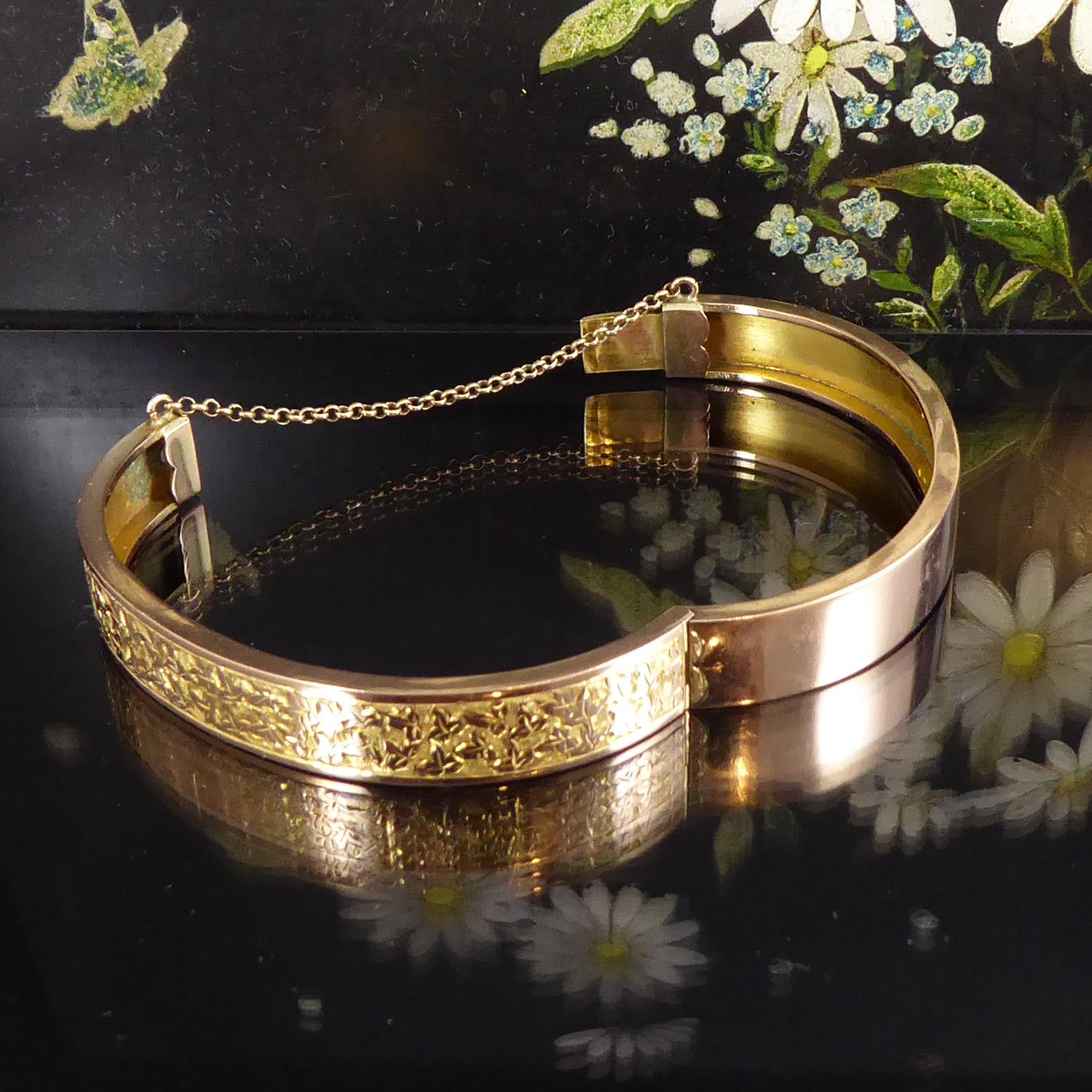 Victorian Antique Rose Gold Bangle, Hallmarked Chester, 1876 In Good Condition In Yorkshire, West Yorkshire
