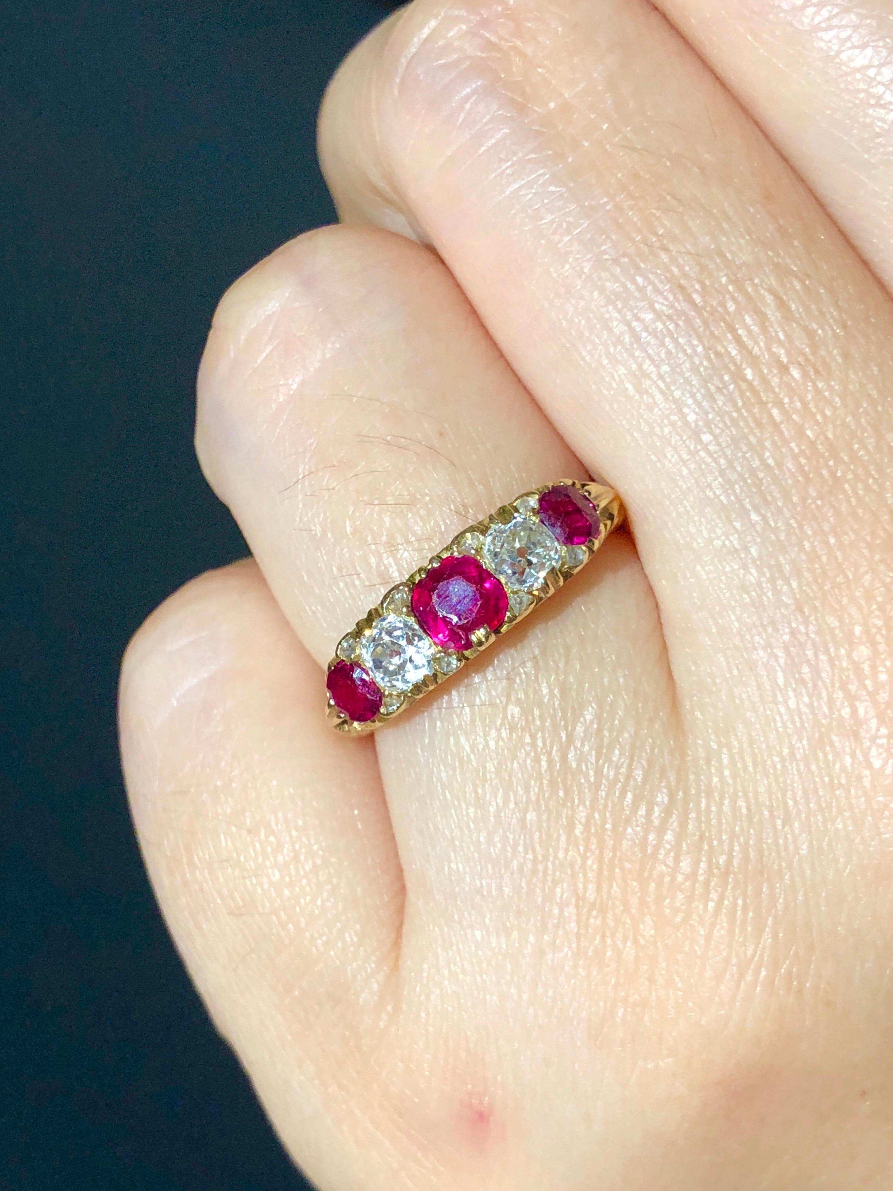 Oval Lab-Created Ruby and 1/20 CT. T.W. Diamond Vintage-Style Scroll Ring  in 10K Gold | Zales