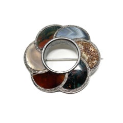 Victorian Antique Scottish Agate Specimen Brooch