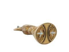 Victorian Antique Seated Eagle and Shield Charm in 10K Yellow Gold with Enamel