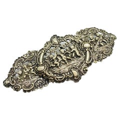 Victorian Antique Silver Belt Buckle Cherubs