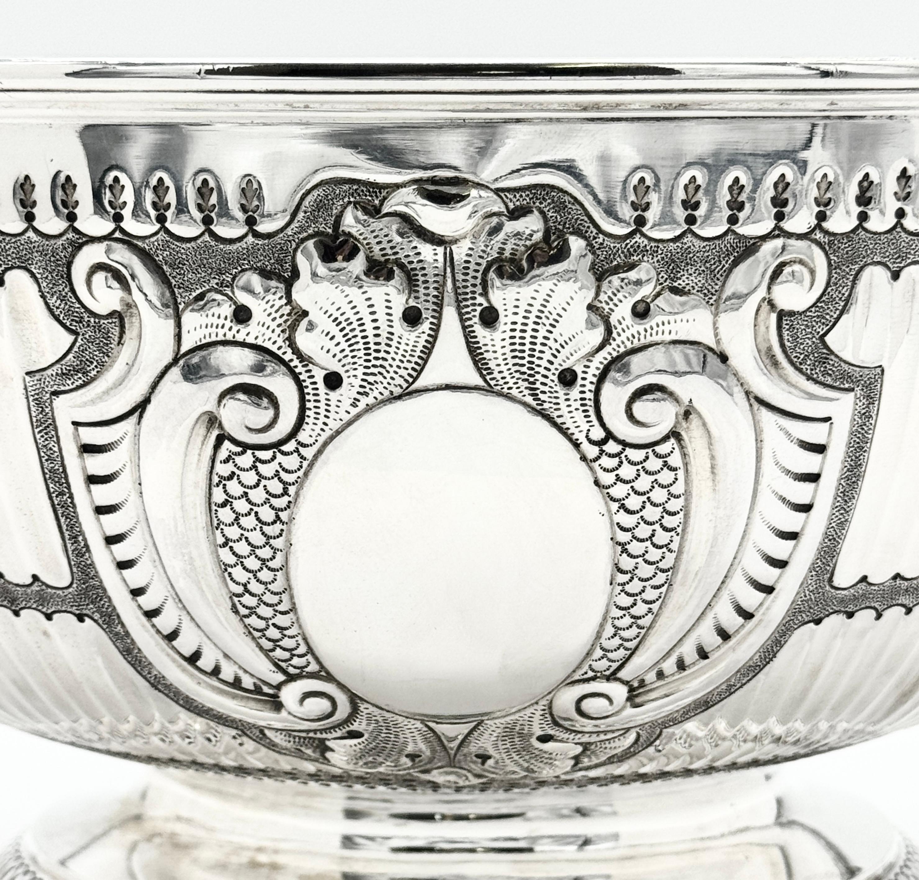 Late 19th Century Victorian Antique Silver Bowl For Sale