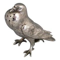 Victorian Antique Silver Fancy Pigeon Pepper James Barclay Hennell, London, 1879