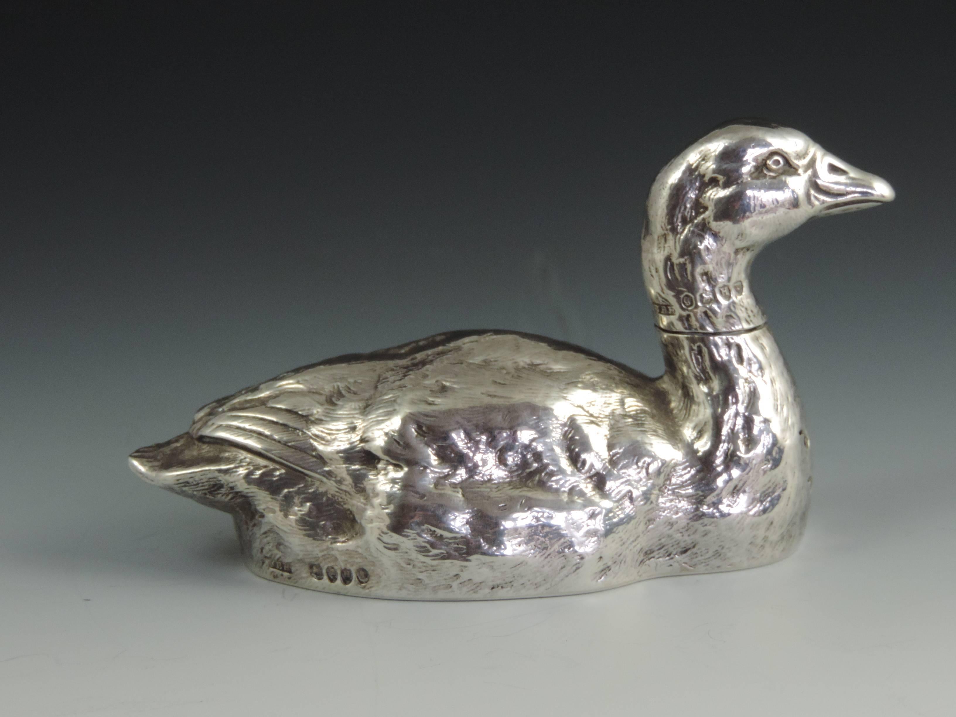 Victorian Antique Silver 'Farmyard Goose' Novelty Pepper, London, 1883 1