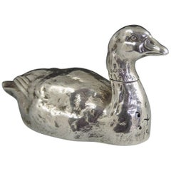 Victorian Antique Silver 'Farmyard Goose' Novelty Pepper, London, 1883