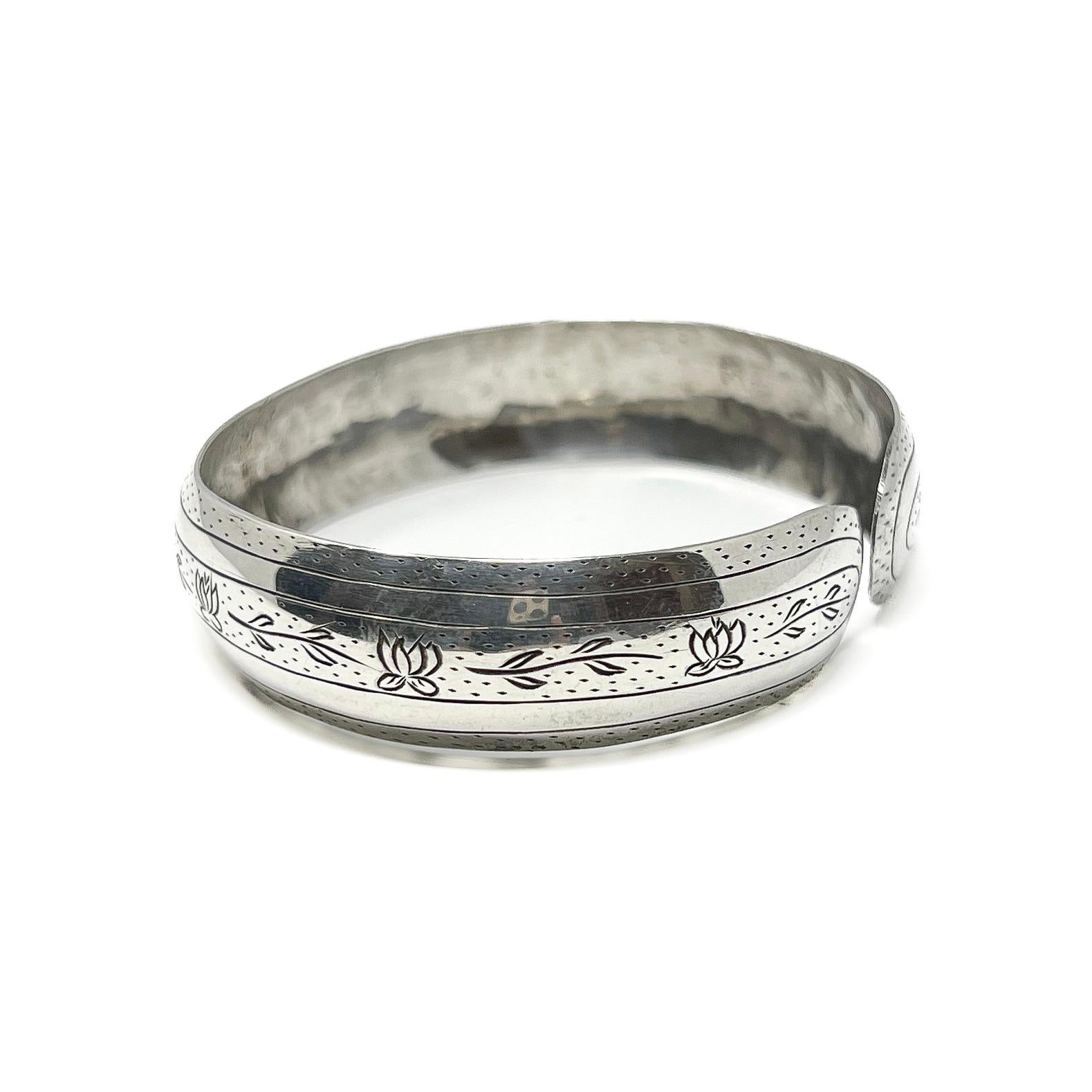 Victorian Antique Silver Floral Gravur 'Cheri' Manschette im Zustand „Gut“ im Angebot in Skelmersdale, GB