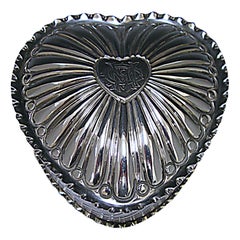 Victorian Antique Silver Heart Shaped Box