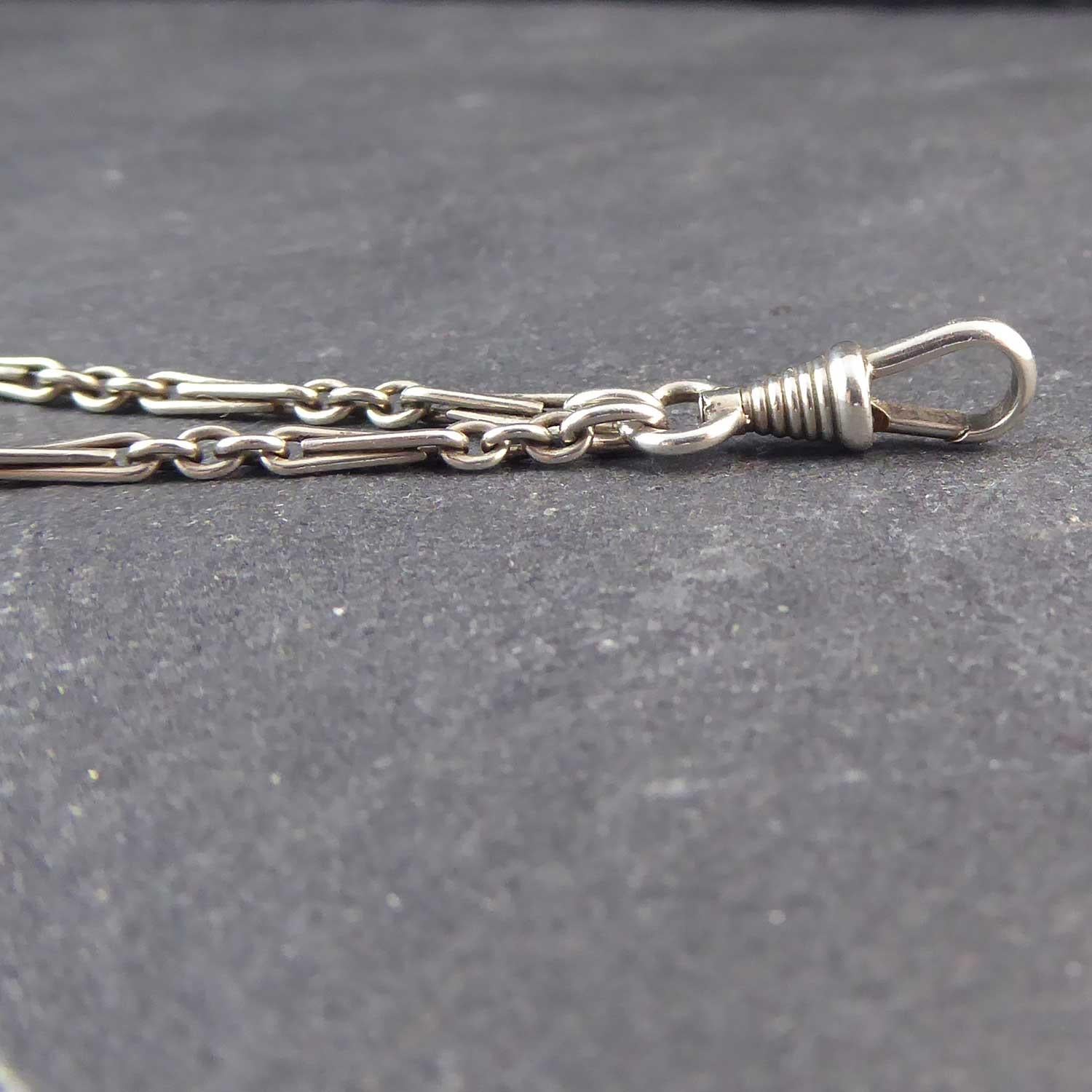 Victorian Antique Silver Long Chain, circa 1880s, Barley Corn Link In Excellent Condition In Yorkshire, West Yorkshire