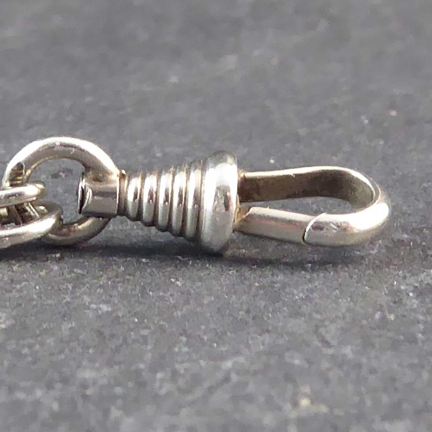 Women's Victorian Antique Silver Long Chain, circa 1880s, Barley Corn Link