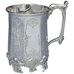 Victorian Antique Silver octagonal sided Christening Mug