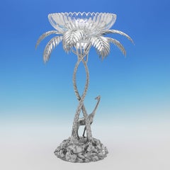 Victorian Antique SIlver Plated Palm Tree & Giraffe Centrepiece, Made c.1890