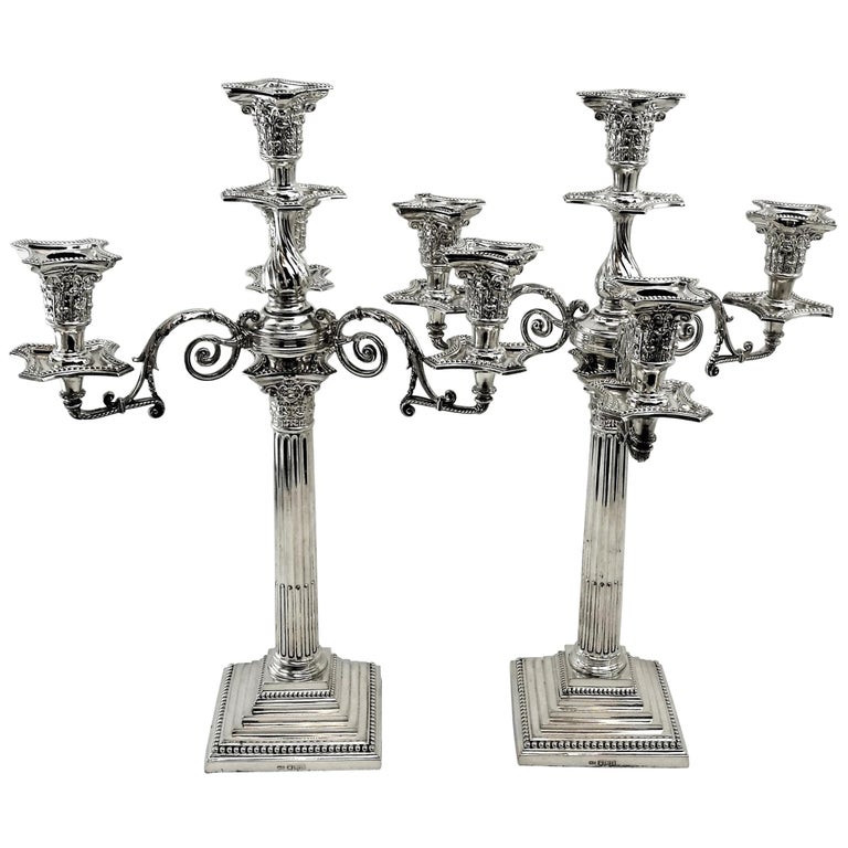 Victorian Antique Sterling Silver 4-Light Candelabra 1895 Candlesticks at  1stDibs | sterling candelabra, antique silver candelabra, candelabra  candlesticks