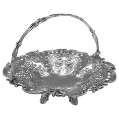 Victorian Antique Sterling SIlver Basket - Sheffield 1845 - Hawksworth Eyres
