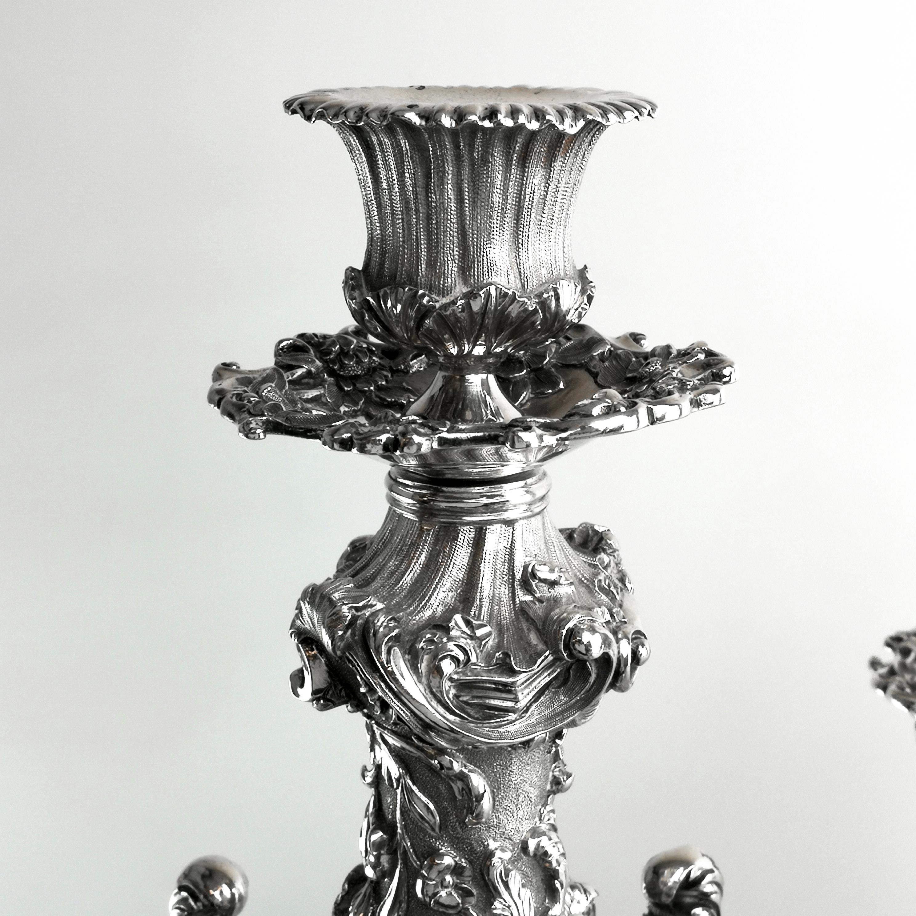 Viktorianischer antiker Sterling Silber Kandelaber 1845 Großer 5-Licht-Kerzenhalter (Sterlingsilber)