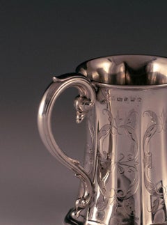 Victorian Antique Sterling Silver Childs Mug by Hawksworth & Eyre Sheffield, 1857