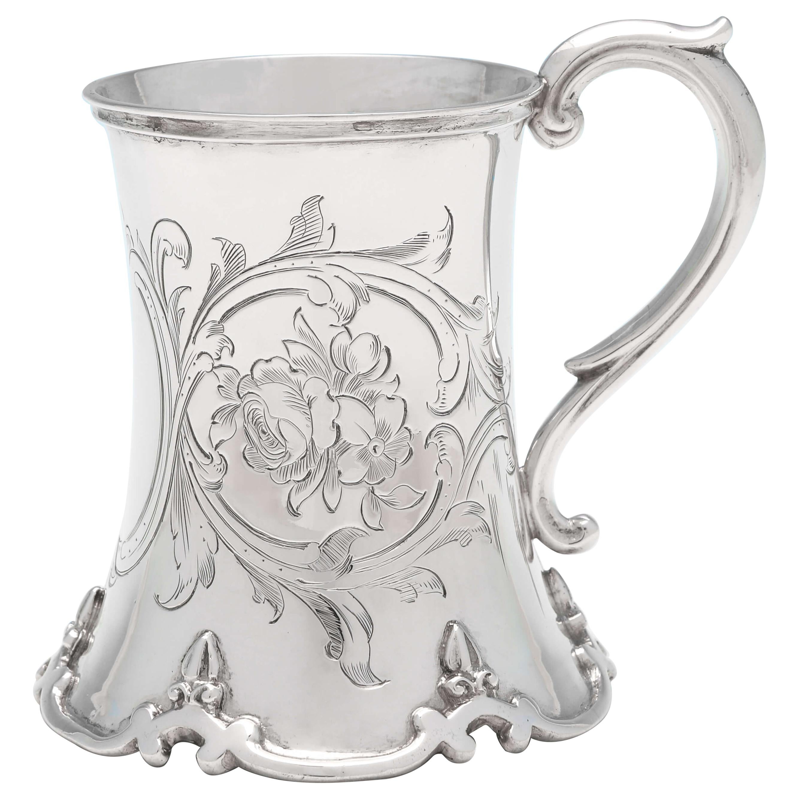 Victorian Antique Sterling Silver Christening Mug Hallmarked in 1852