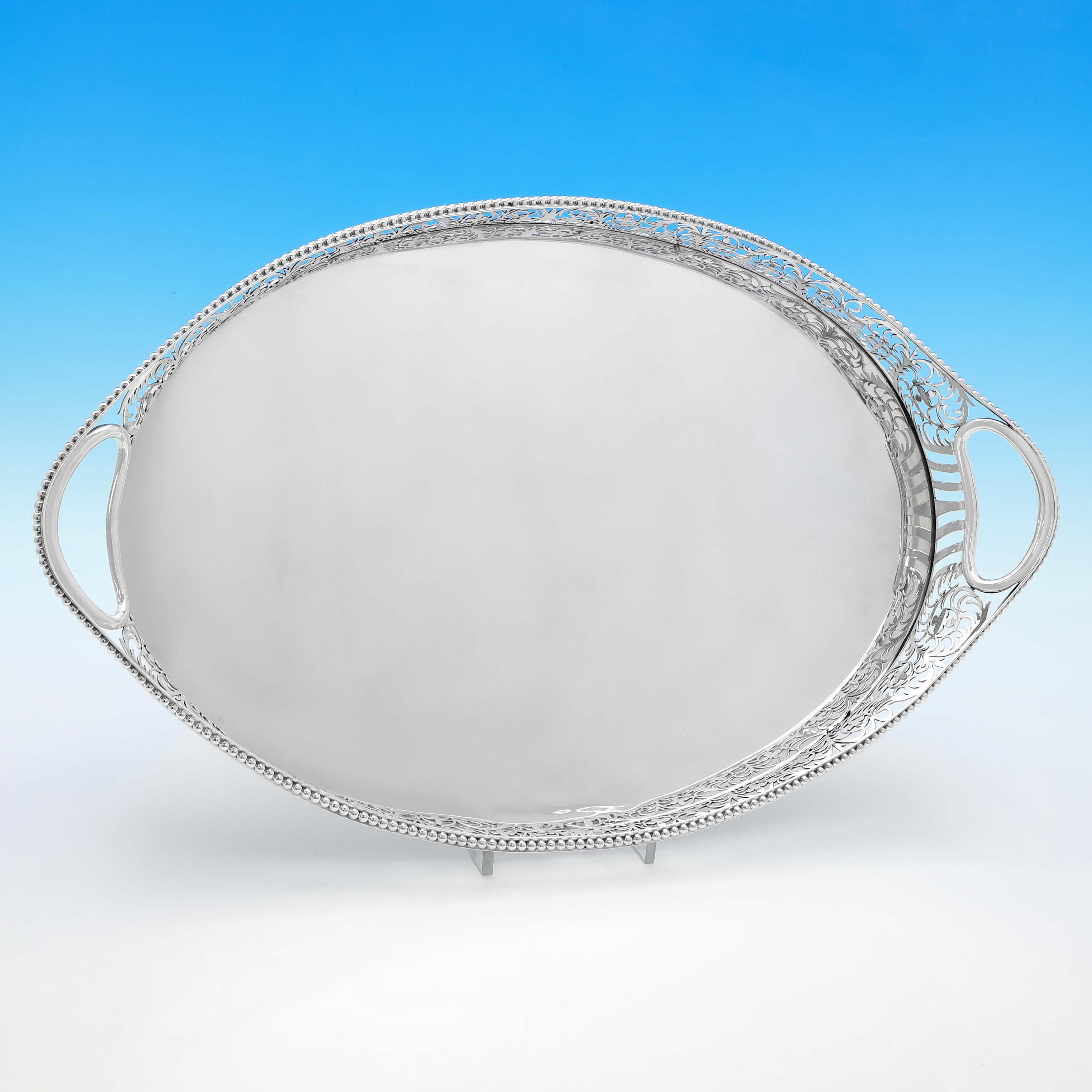 English Victorian Antique Sterling Silver Gallery Tray - London 1899 C. S. Harris For Sale