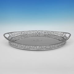 Victorian Antique Sterling Silver Gallery Tray, London 1900 by C. S. Harris