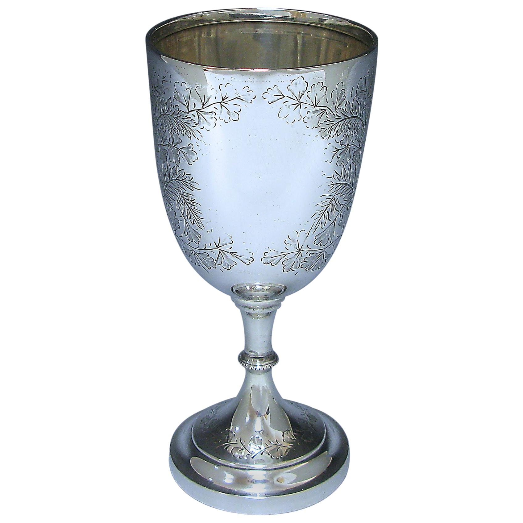 Victorian Antique Sterling Silver Goblet by William Hutton, London, 1900 For Sale