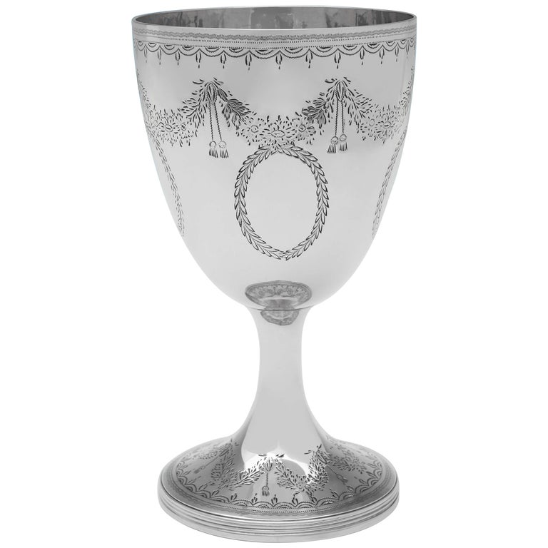 Victorian Antique Sterling Silver Goblet Hallmarked London 1856 Joseph Angell II For Sale