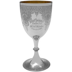 Antiker viktorianischer Goblet aus Sterlingsilber – Präsentationsinschrift – 1890