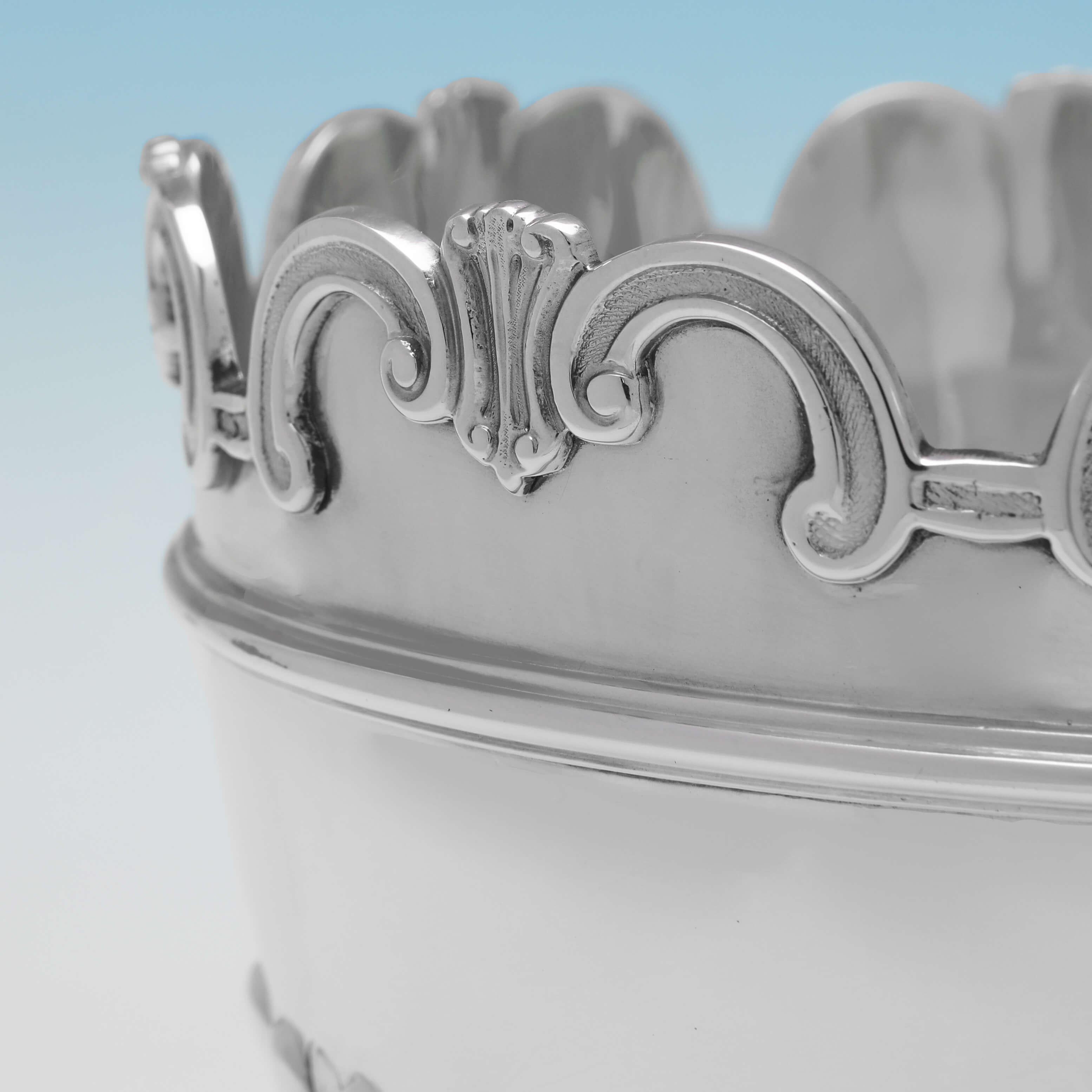 Late 19th Century Victorian Antique Sterling Silver Monteith Bowl - London 1896 For Sale