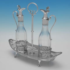 Antikes viktorianisches Öl- und Vinegar-Öl in Sterlingsilber, London 1892, T. Bradbury