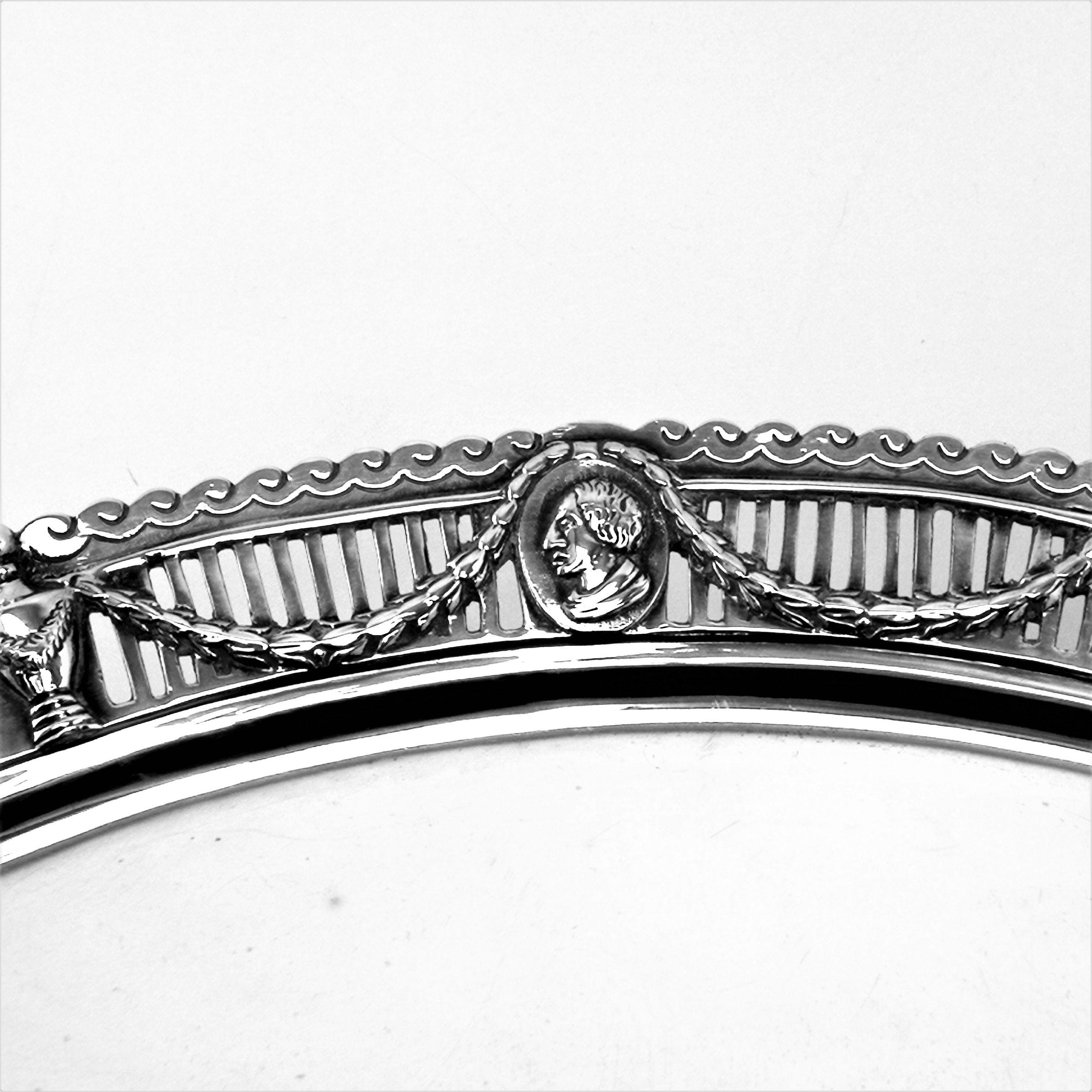 English Victorian Antique Sterling Silver Salver / Tray / Platter 1897