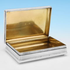 Tabatière victorienne ancienne en argent sterling, Birmingham 1836, gravée