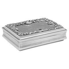 Victorian Antique Sterling Silver Snuff Box, Birmingham 1836, Engraved