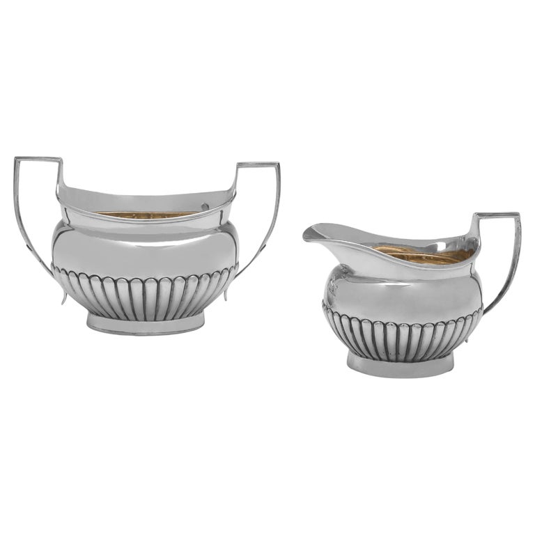 Victorian Antique Sterling Silver Sugar And Cream Set London 1894 For