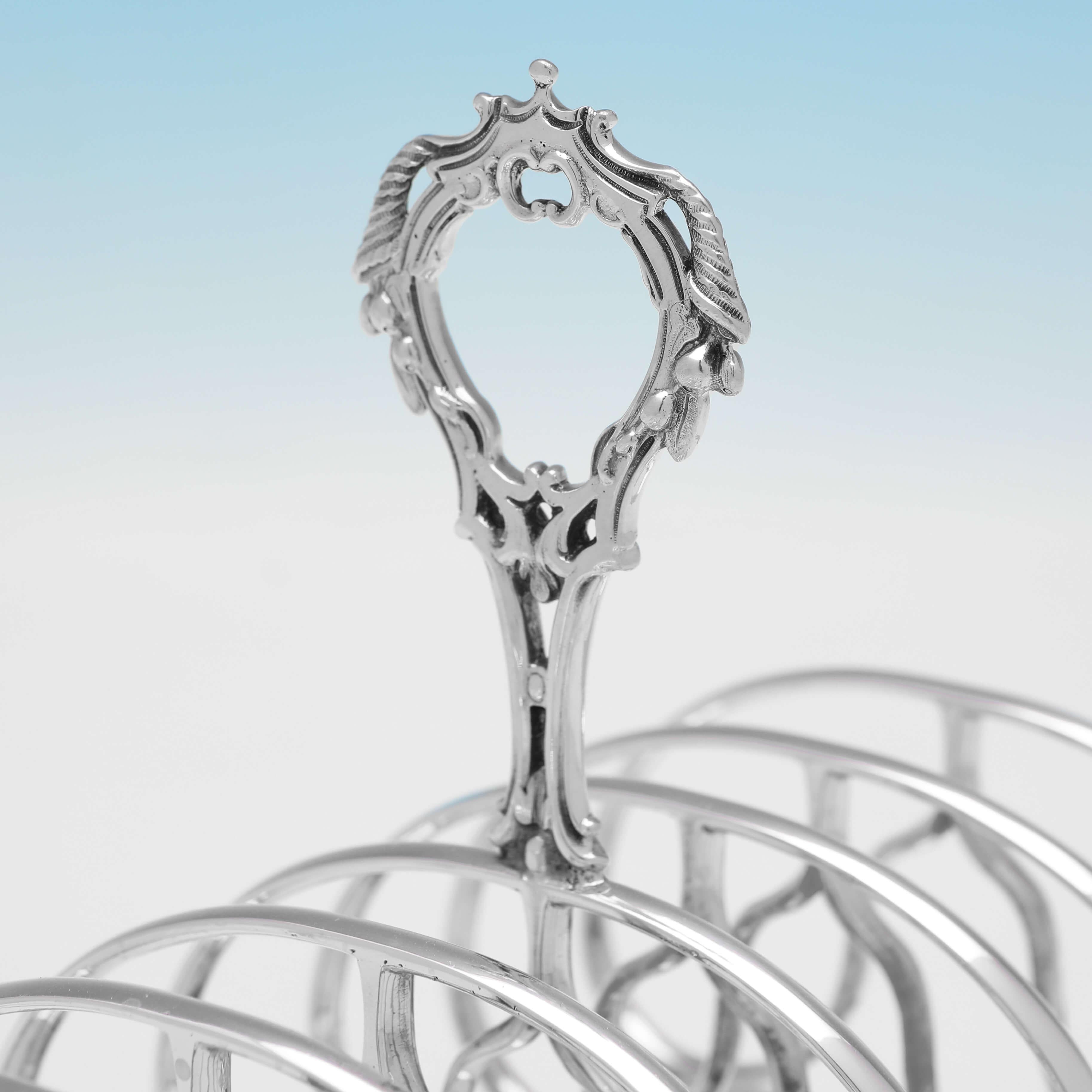 Neoclassical Revival Victorian Antique Sterling Silver Toast Rack - Elkington & Co. 1862
