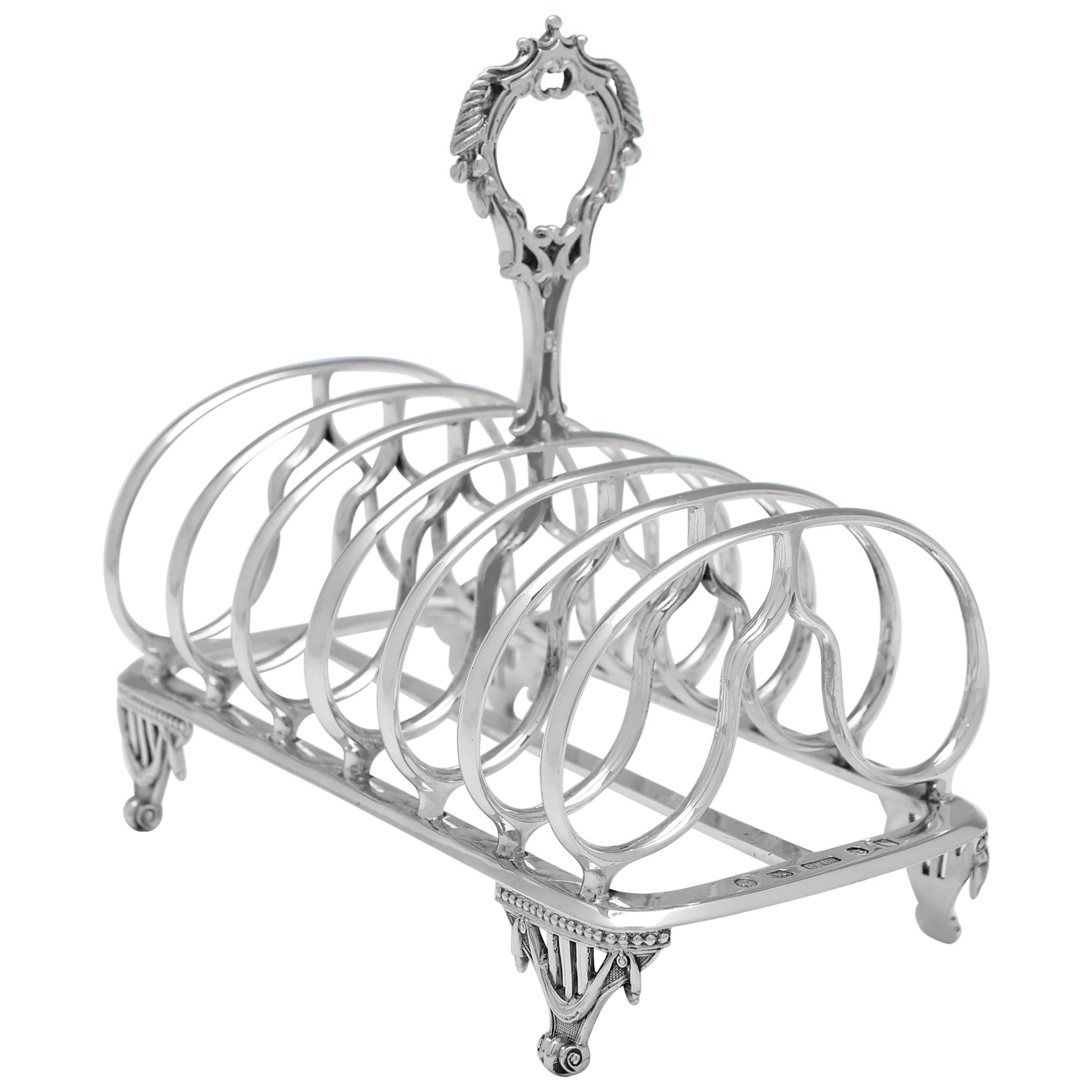 Victorian Antique Sterling Silver Toast Rack - Elkington & Co. 1862