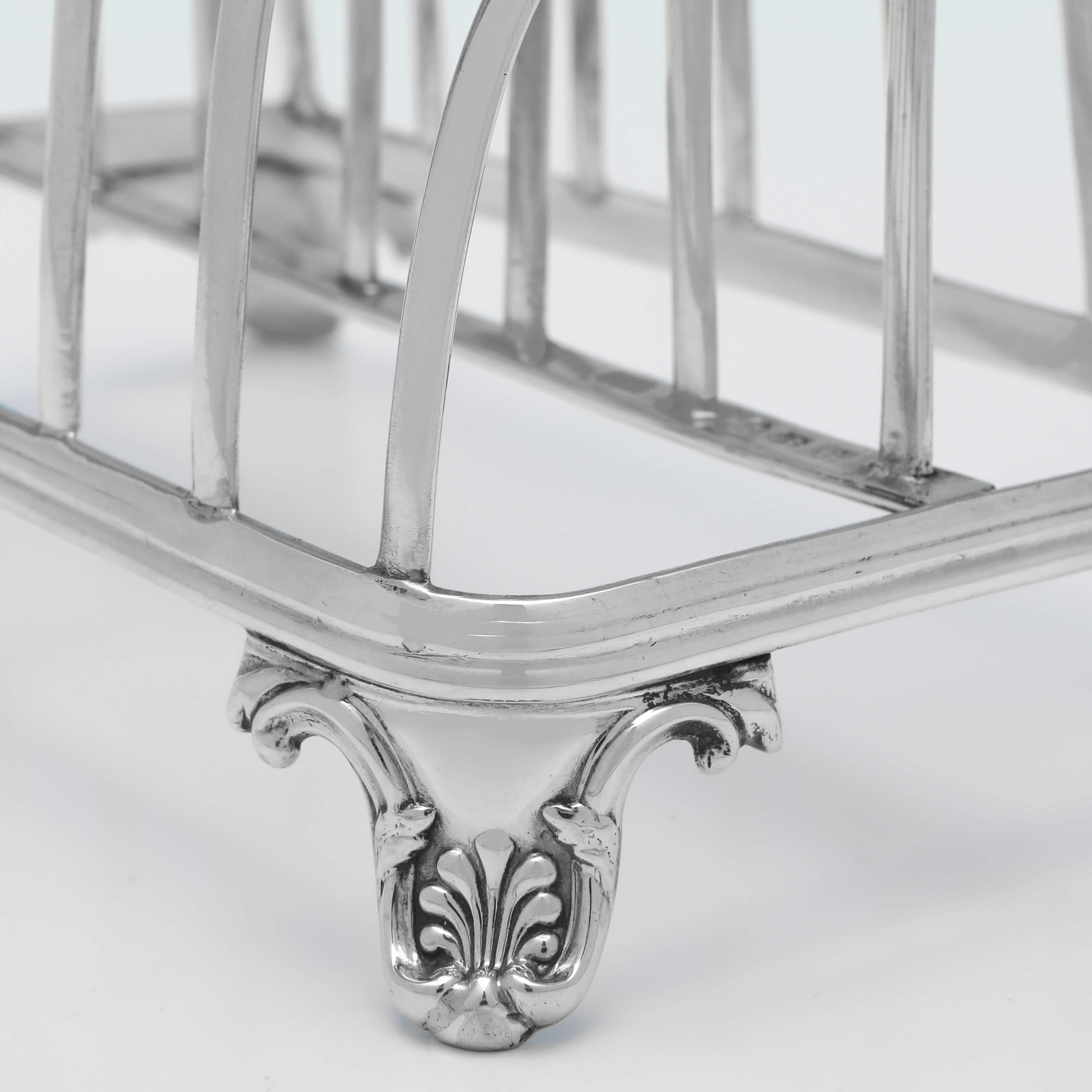 English Victorian Antique Sterling Silver Toast Rack, Sheffield 1845