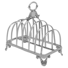 Victorian Antique Sterling Silver Toast Rack, Sheffield 1845