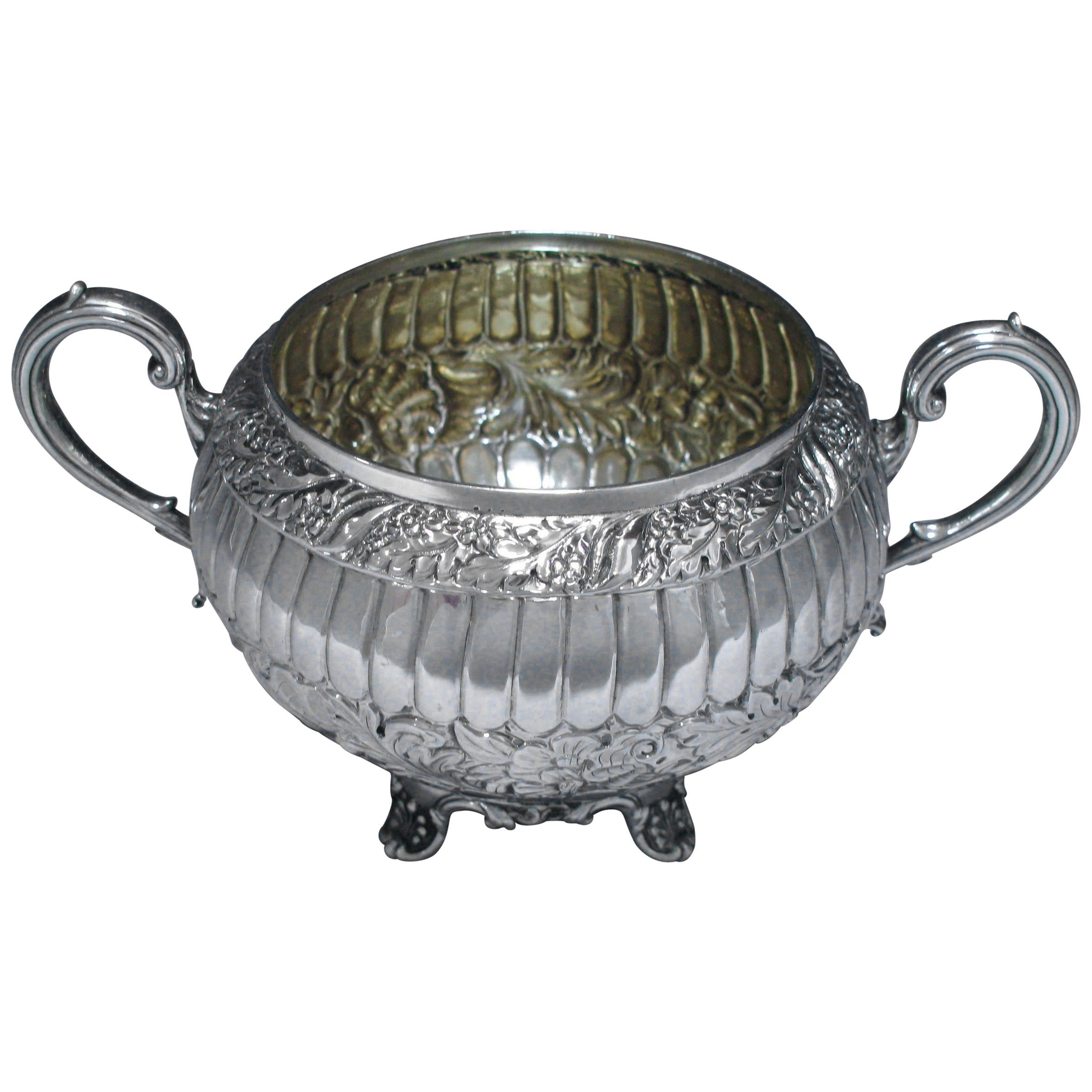 Victorian Antique Sterling Silver two handled Bowl For Sale