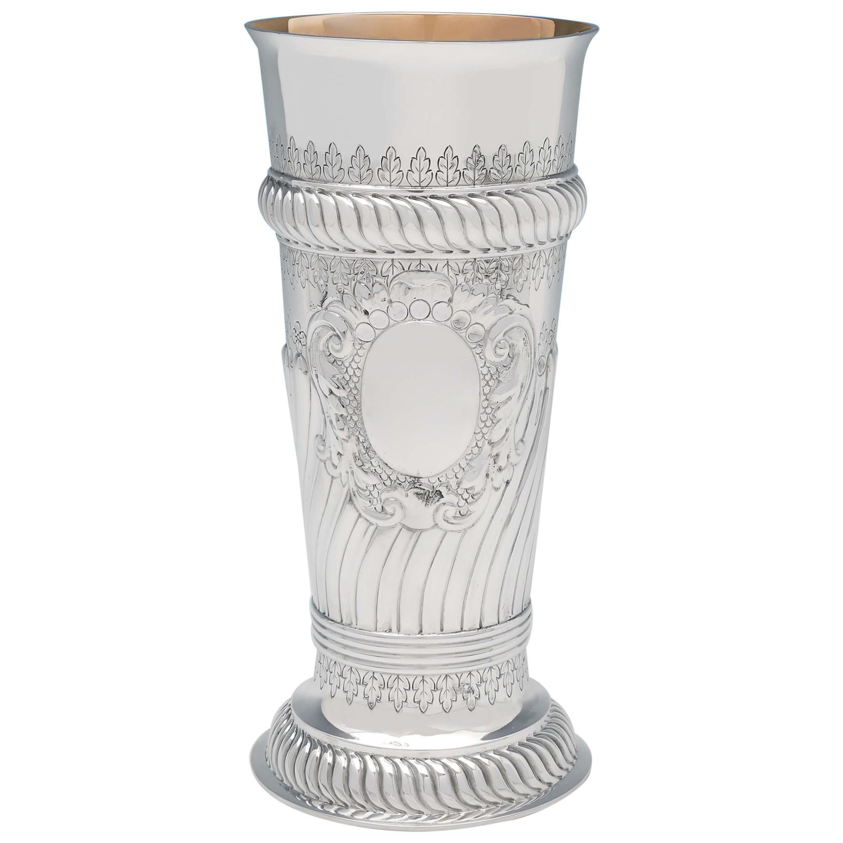 Victorian Antique Sterling Silver Vase by Barnards, London, 1889