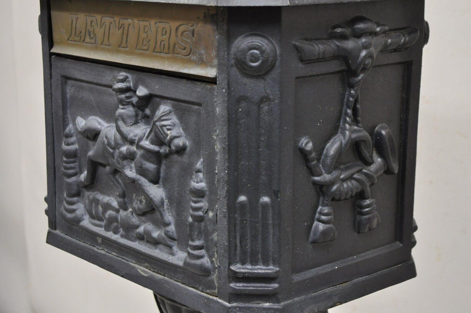 Victorian Antique Style Cast Iron Standing Pedestal Postal Locking Mailbox 6