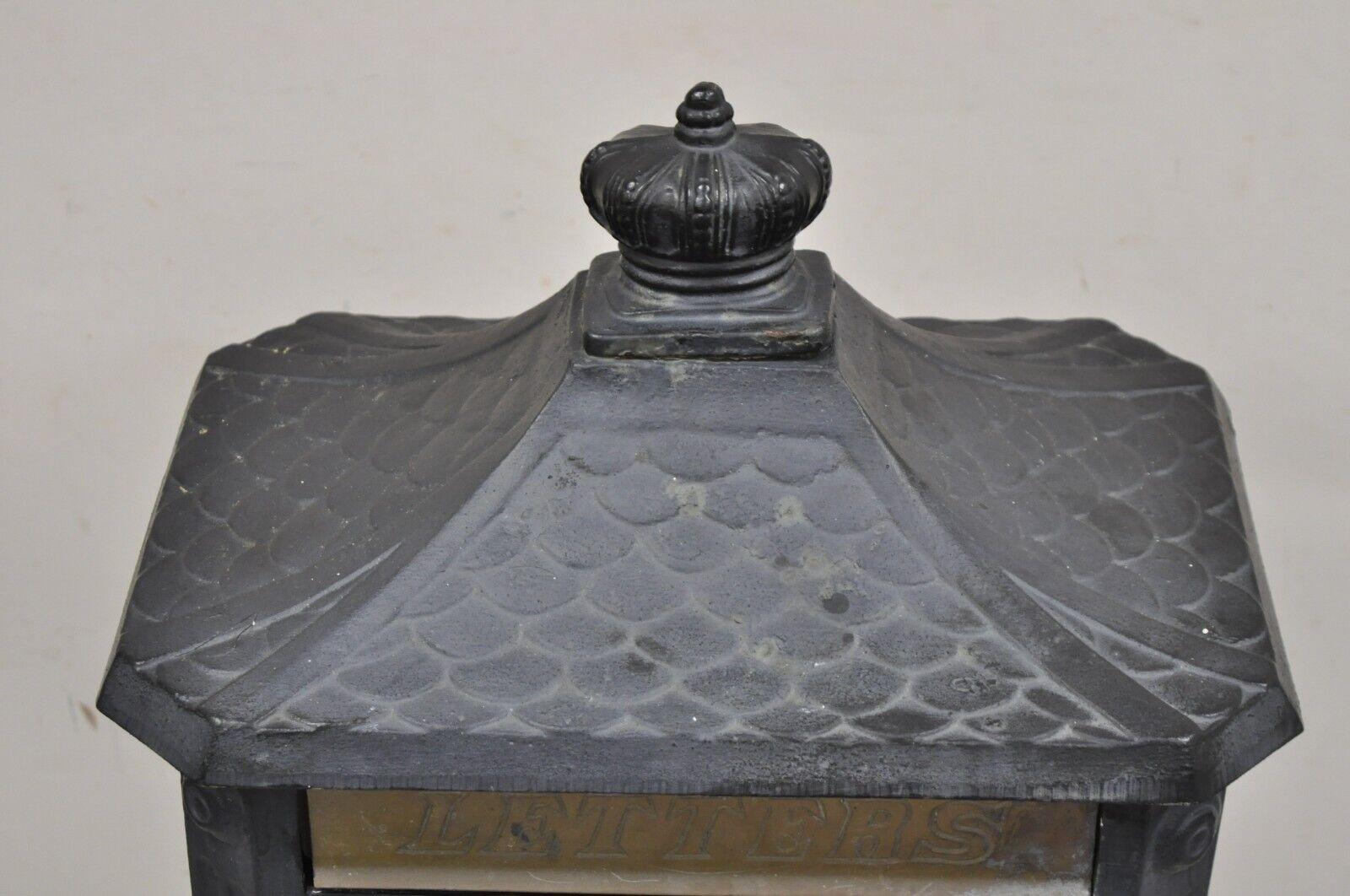 Victorian Antique Style Cast Iron Standing Pedestal Postal Locking Mailbox In Good Condition In Philadelphia, PA