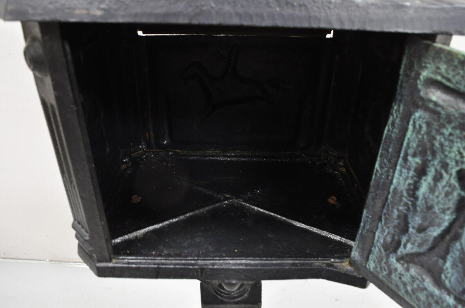 Victorian Antique Style Cast Iron Standing Pedestal Postal Locking Mailbox 4