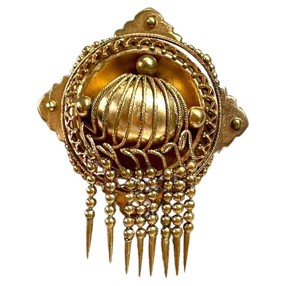 Victorian Antique Tassel Pinchbeck Brooch Excellent Condition Circa Early 1800s For Sale