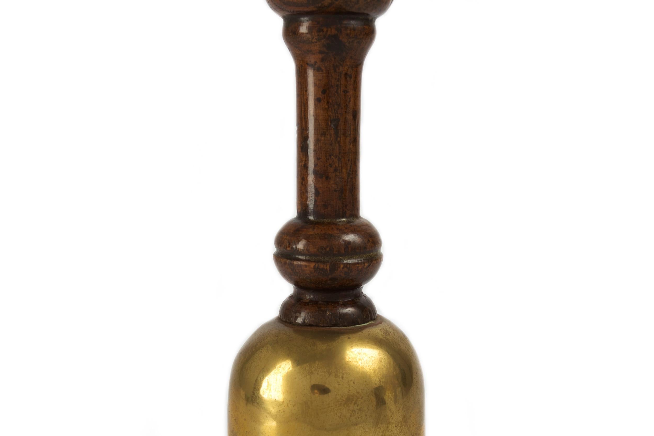 Victorian Antique Turned Oak and Cast Brass Bell, 19th Century 7