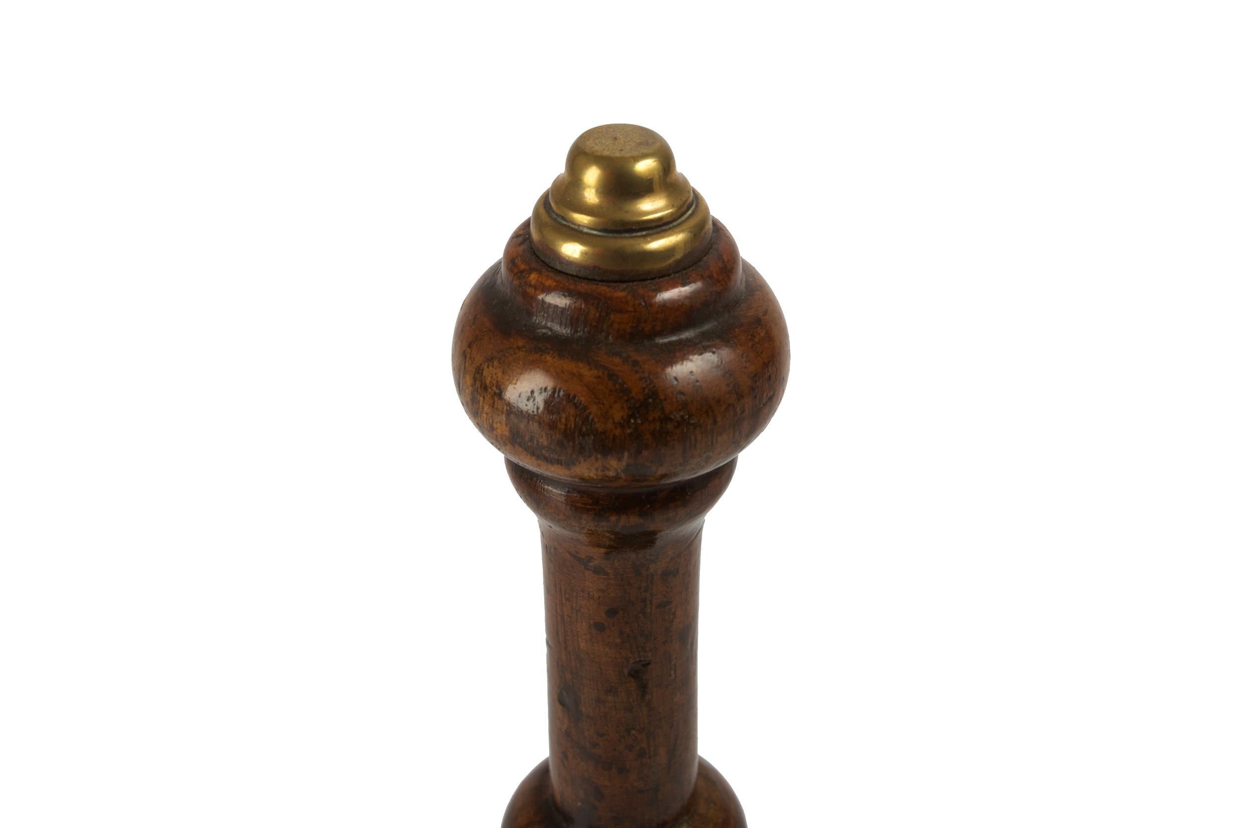 Victorian Antique Turned Oak and Cast Brass Bell, 19th Century 2
