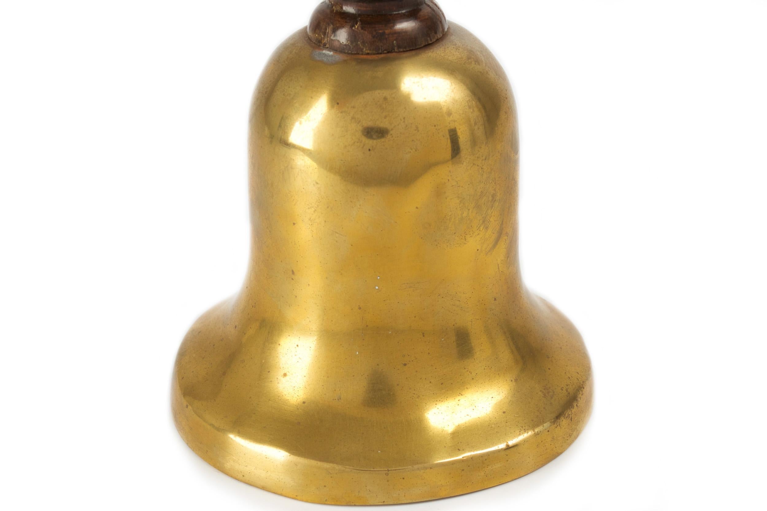 Victorian Antique Turned Oak and Cast Brass Bell, 19th Century 5