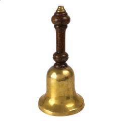 Victorian Antique Turned Oak and Cast Brass Bell, 19th Century