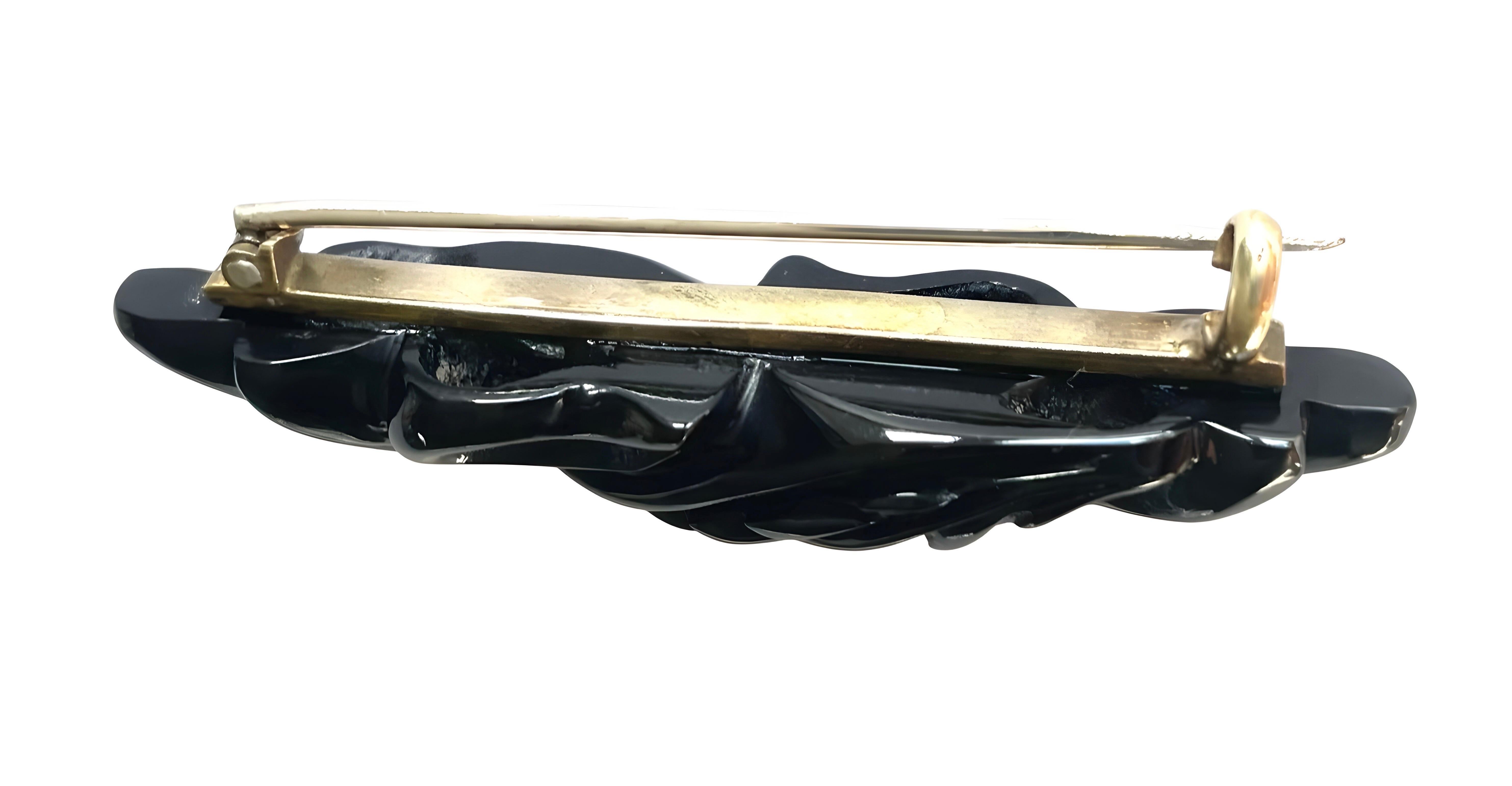 Victorian antique Whitby Jet carved brooch, black Mourning jewellery, circa 1880 6